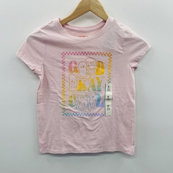 Cat & Jack Girls Medium 8 Short Sleeve Good Okay Cool Graphic T-shirt 2542 - Picture 1 of 5